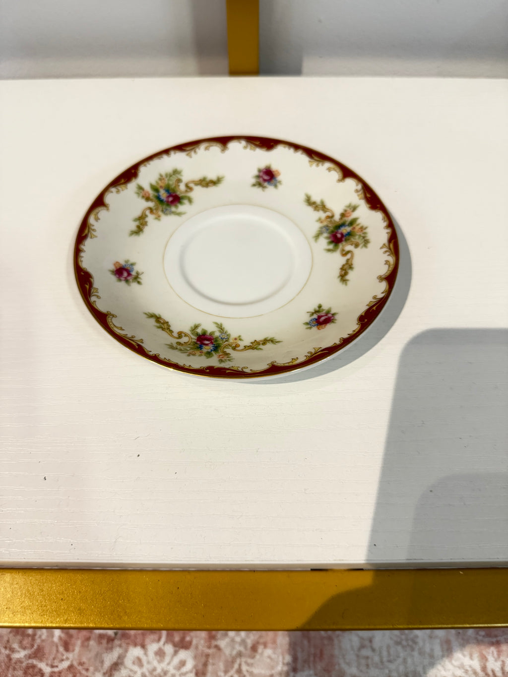 The Burgundy & Gold Estate Saucer