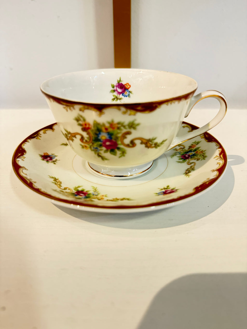 The Burgundy & Gold Estate Saucer