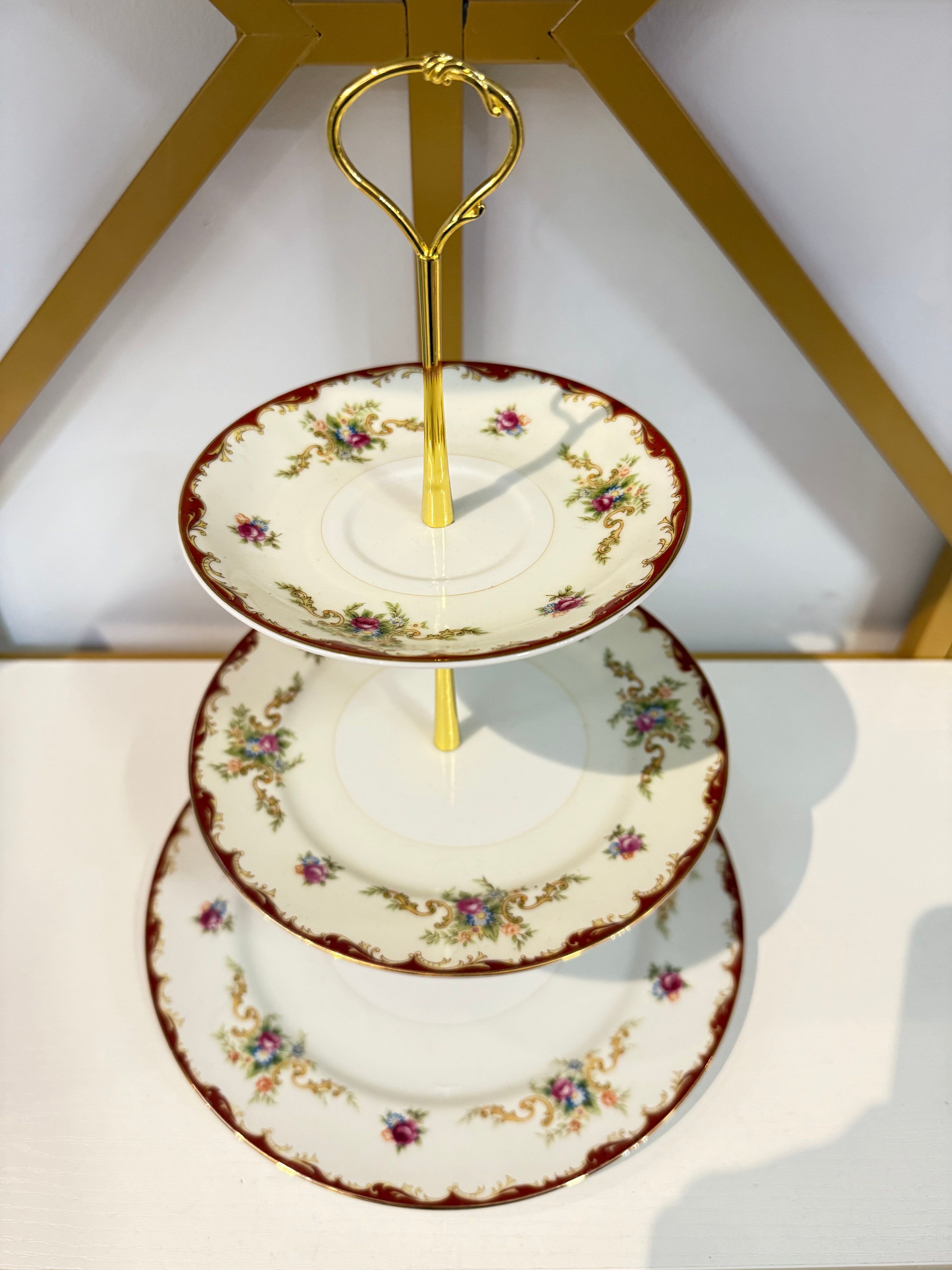 Gilded Bordeaux Three-Tier