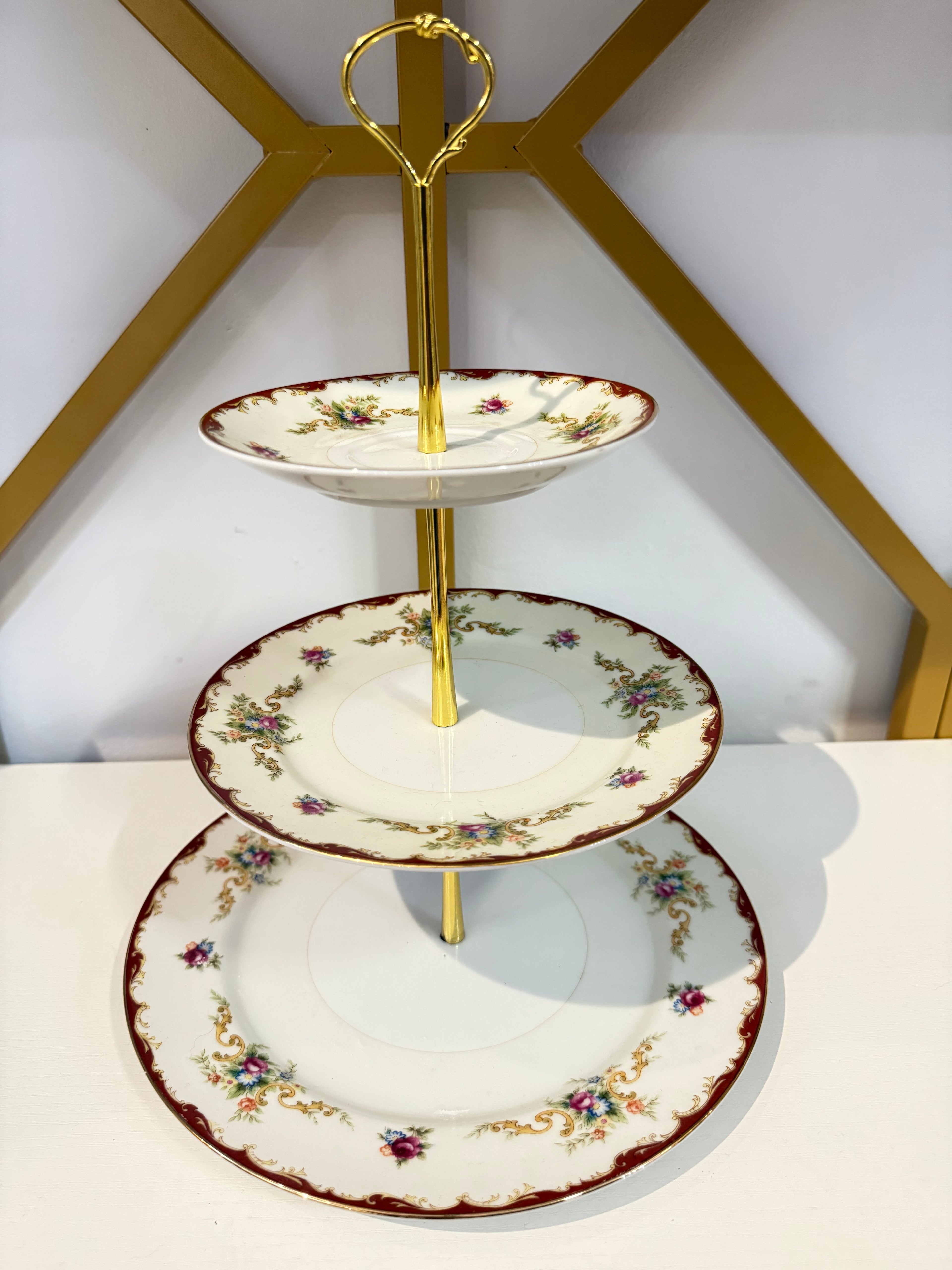 Gilded Bordeaux Three-Tier