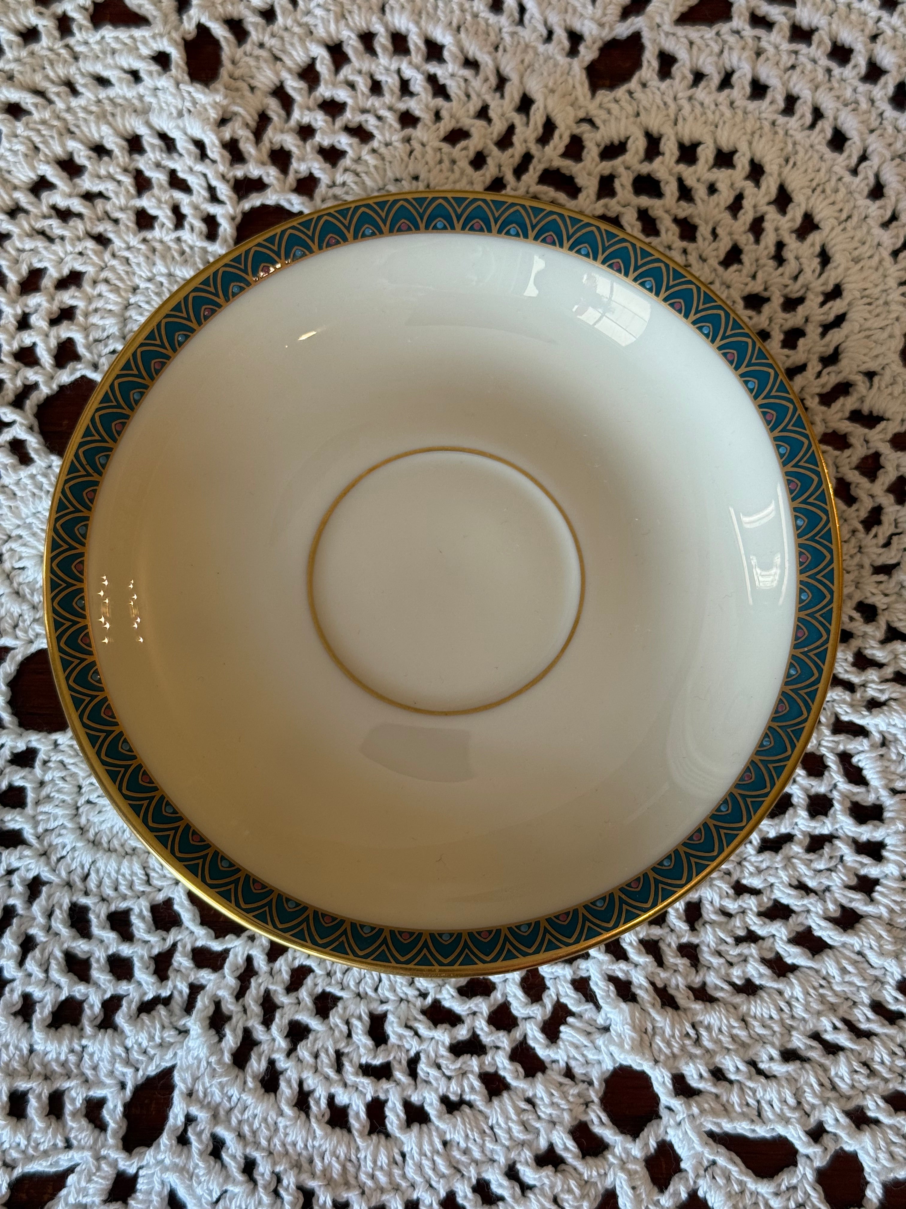 Teal Deco Gilded Saucer