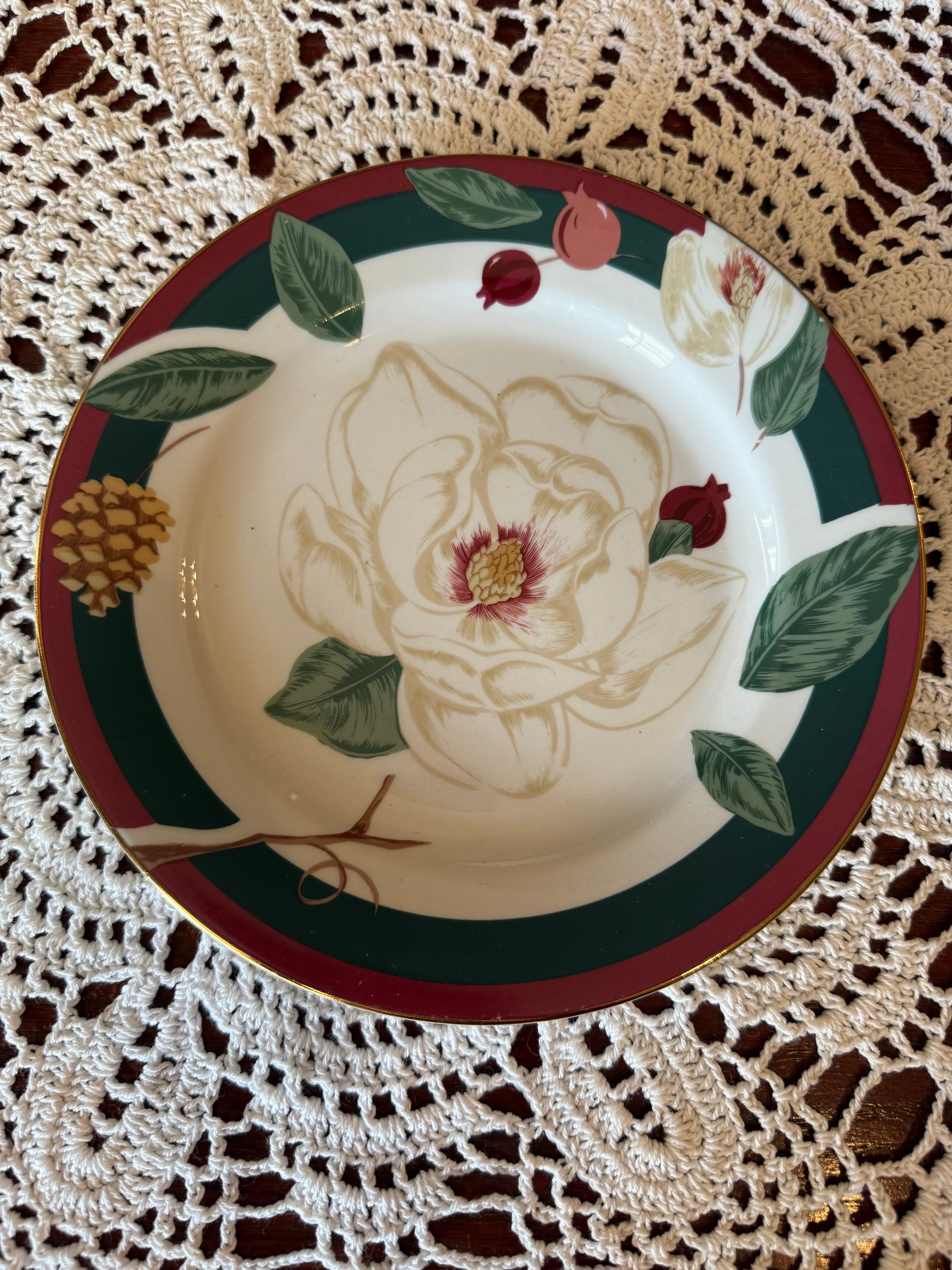 Steel Magnolia Harvest Rimmed Salad Plate