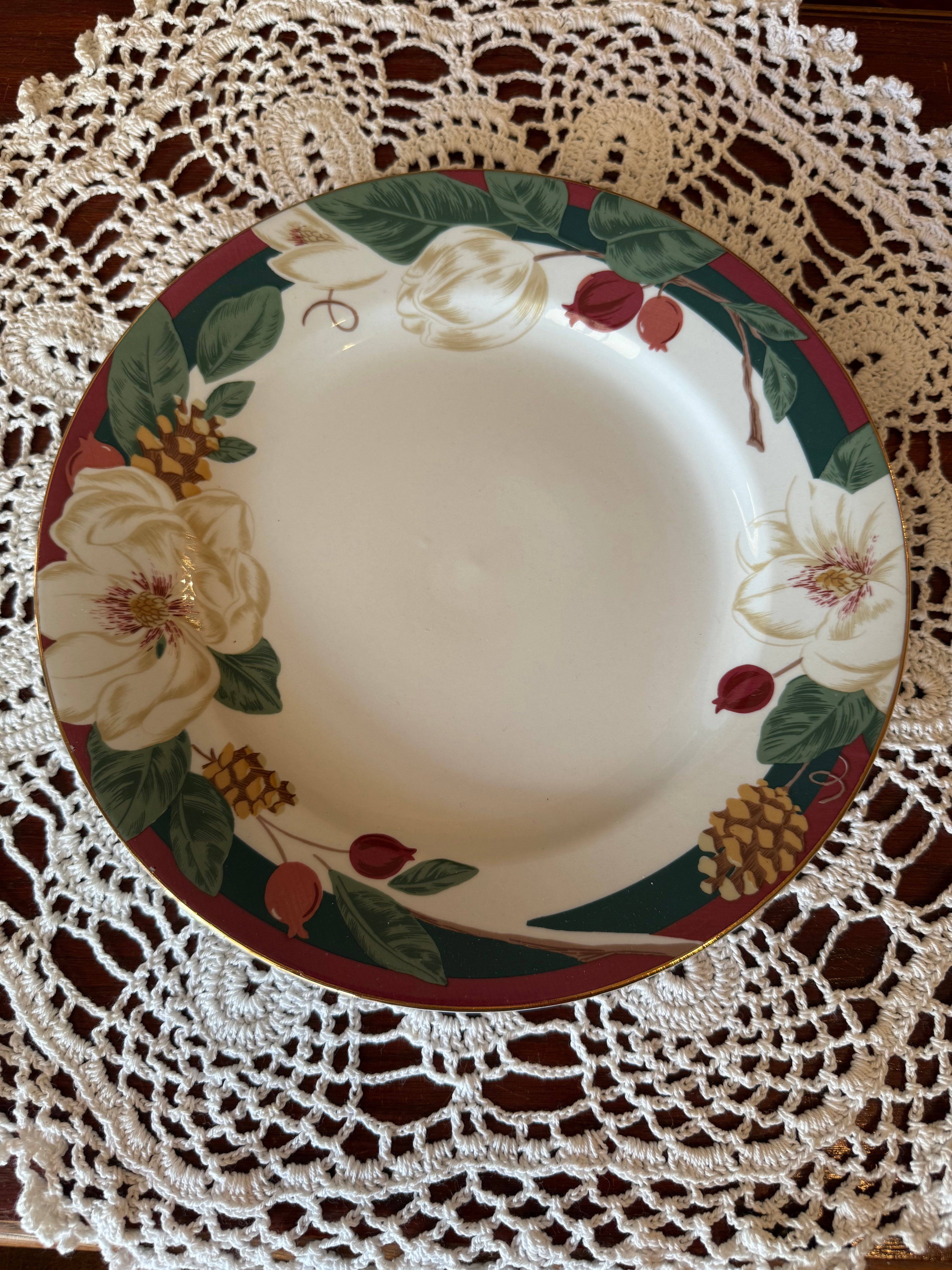 Steel Magnolia Harvest Rimmed Dinner Plate