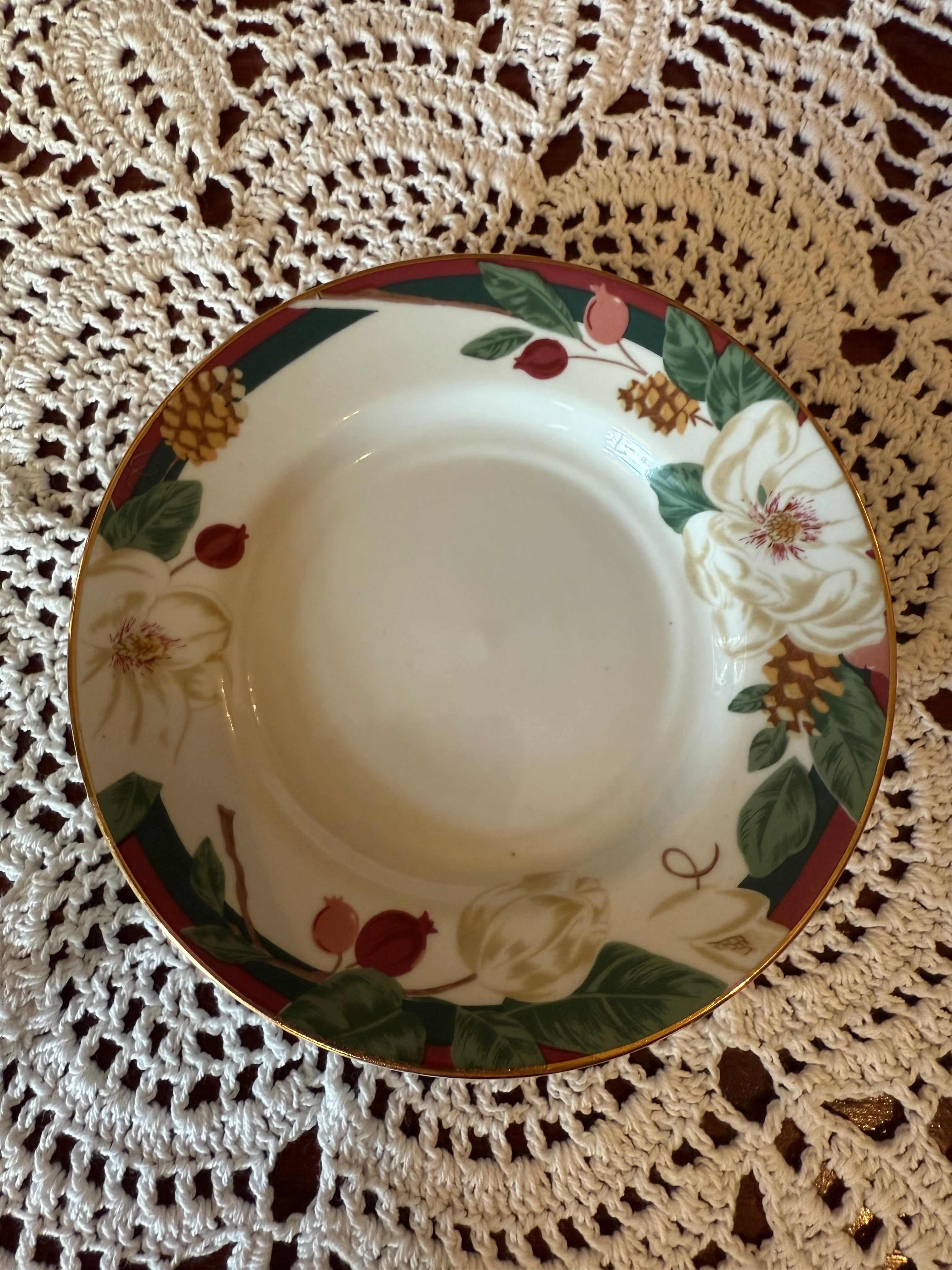 Steel Magnolia Harvest Rimmed Saucer