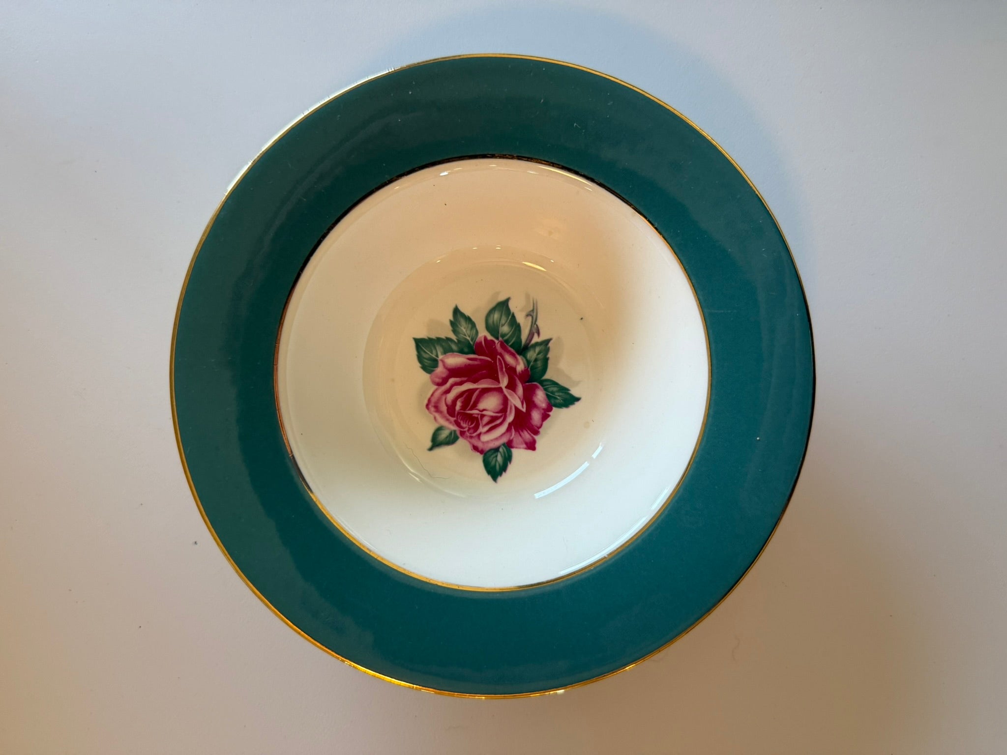 Emerald Rose Center Floral Fruit Bowl